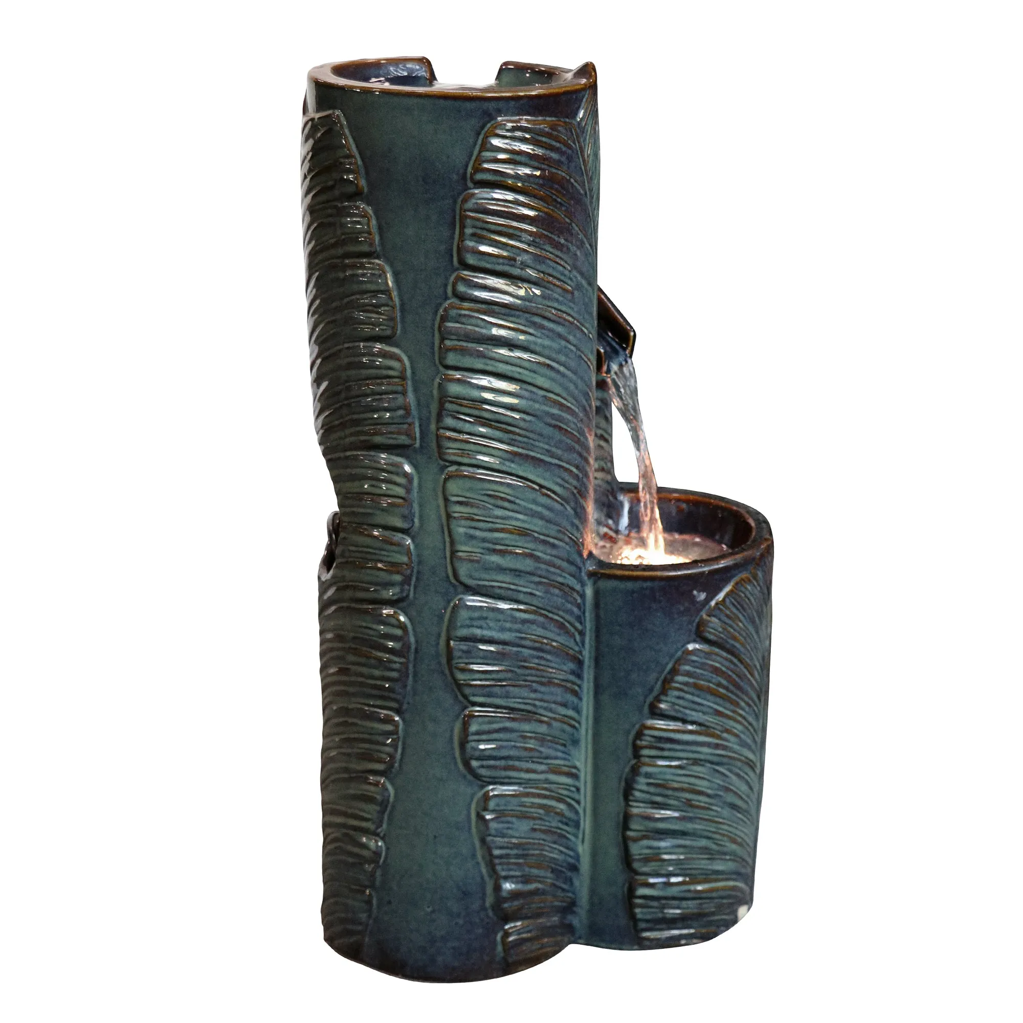 79586-09-BB -  Ceramic Fountain with Lights - Blue Bliss