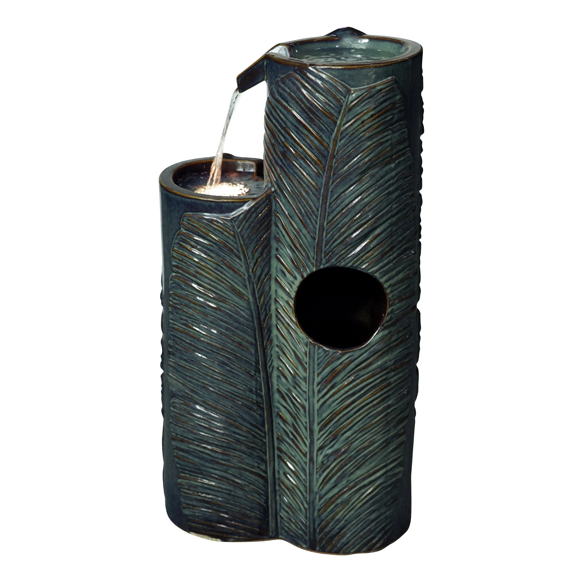 79586-09-BB -  Ceramic Fountain with Lights - Blue Bliss