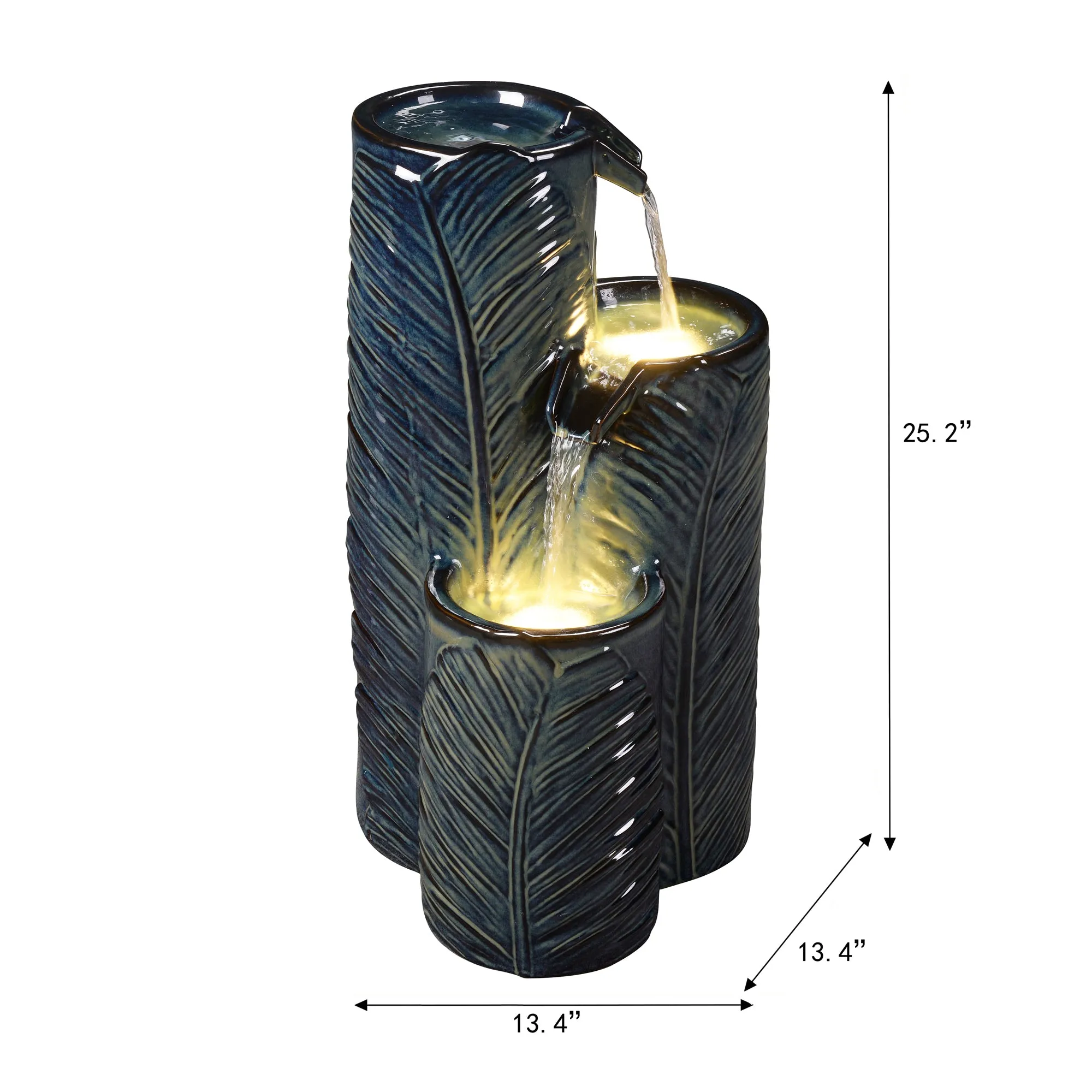 79586-09-BB -  Ceramic Fountain with Lights - Blue Bliss