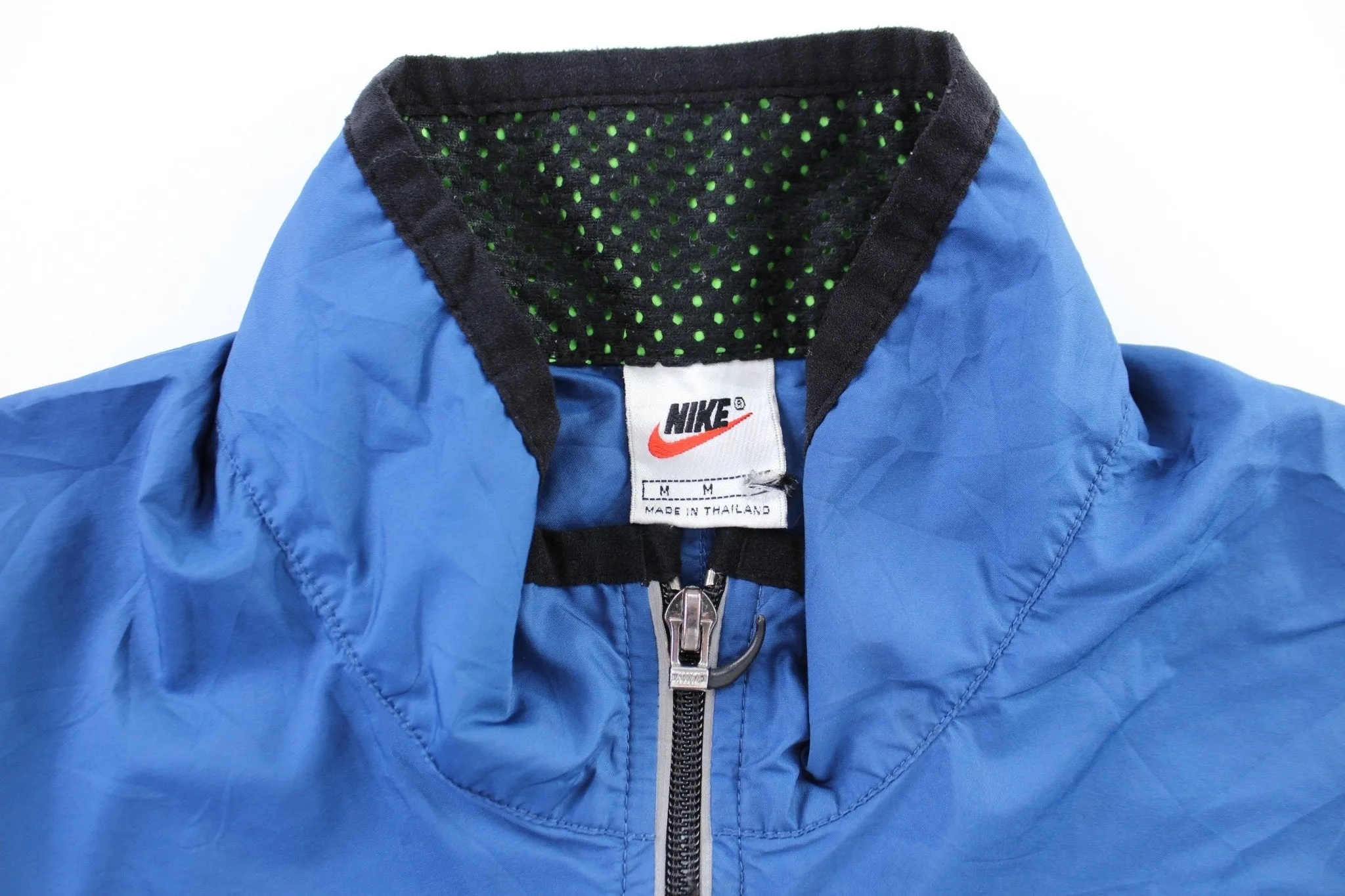 90's Nike Embroidered Logo Blue, Green, & Black Zip Up Jacket