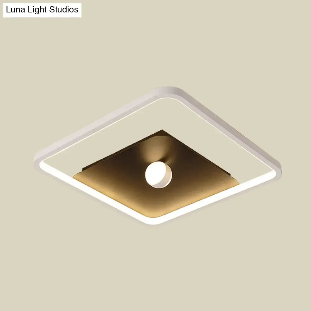 Contemporary LED Square Flush Mount Ceiling Light in Black and White