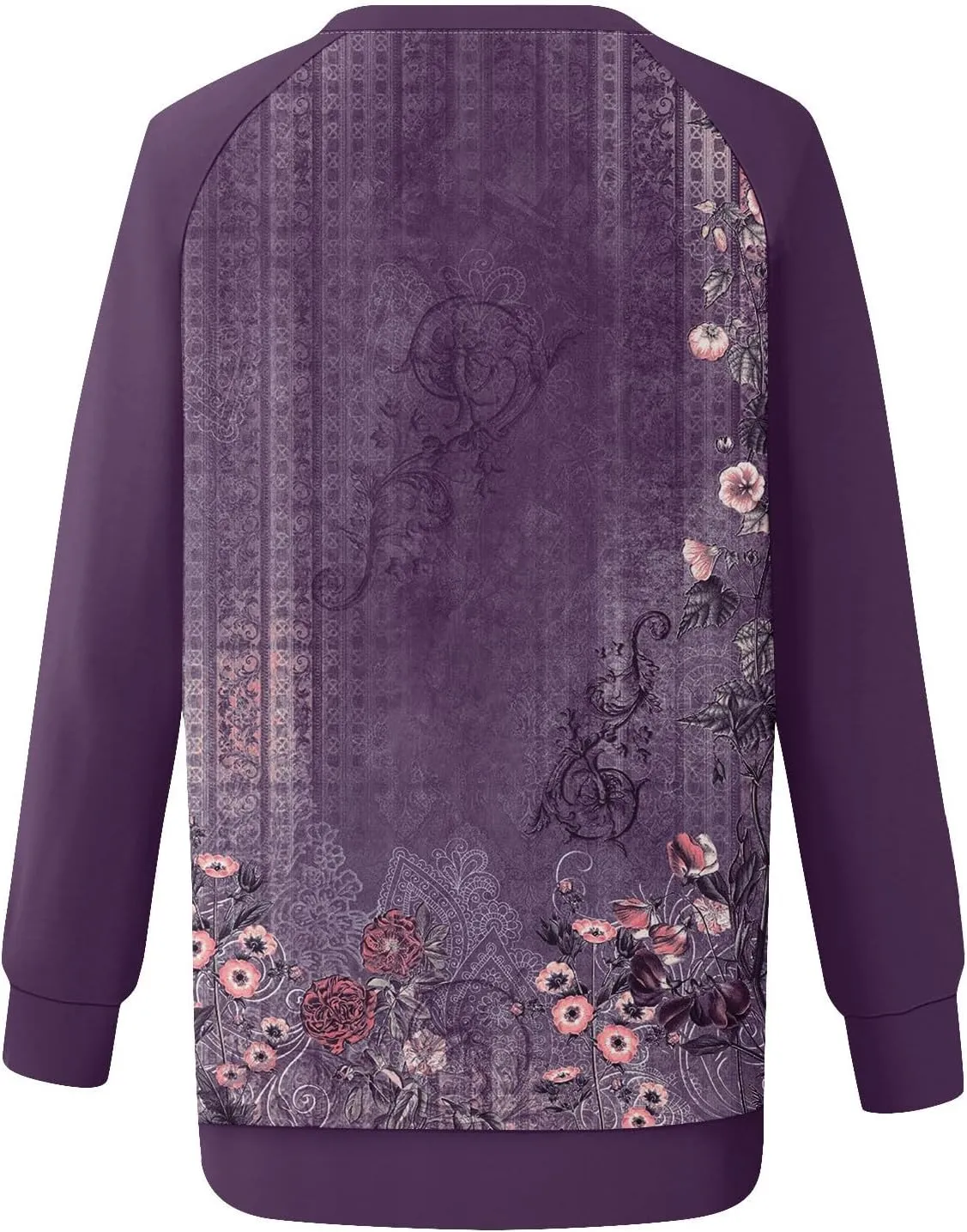 Fall Womens Clothes 2024 Floral Print Crewneck Cute Sweatshirt Long Sleeve Oversized Basics Clothes Clothing