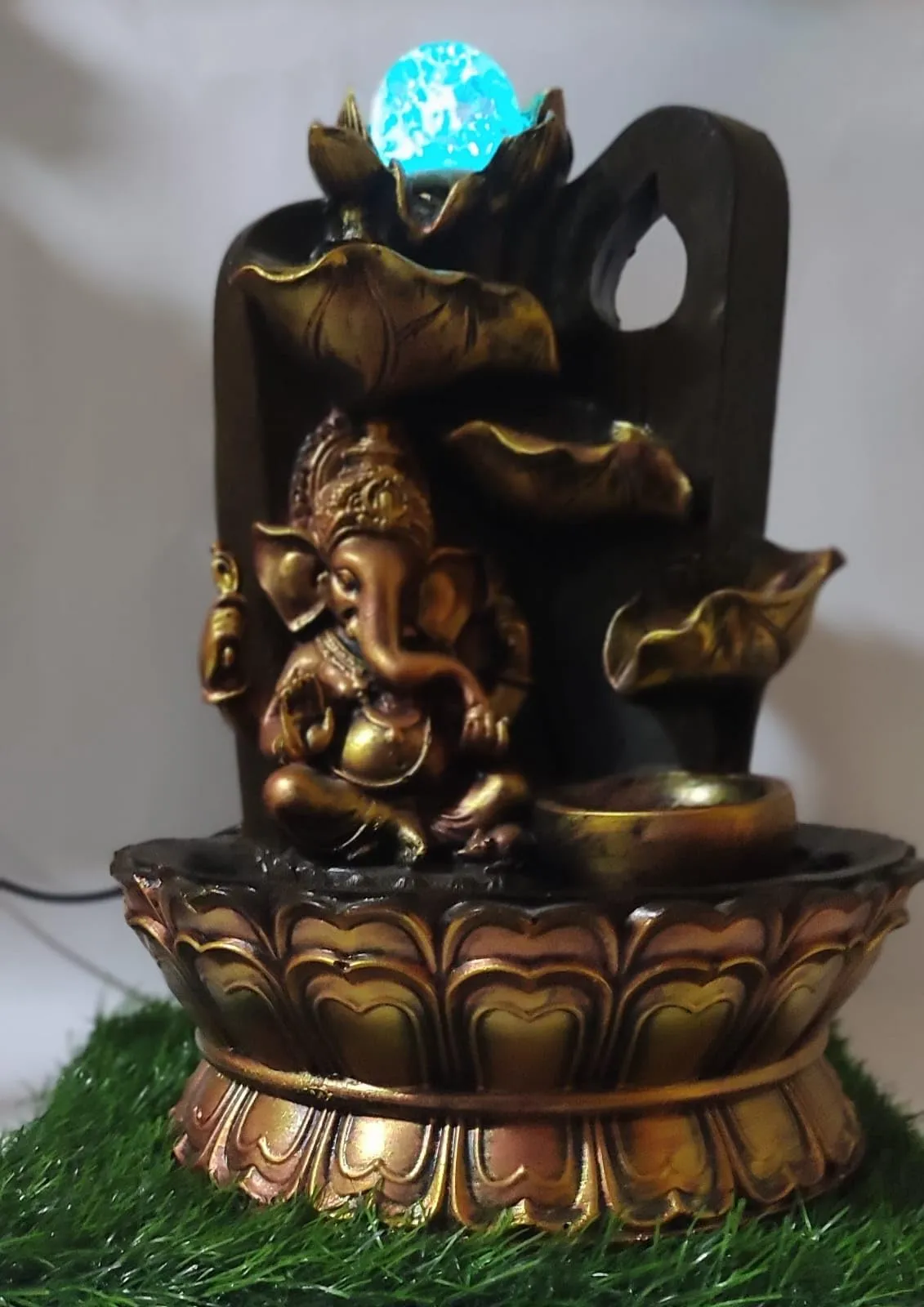 GGS Ganesh Water Fountain with LED Crystal Ball for Home and Shop Decor