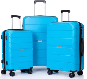 Hardside Spinner Luggage Set, 3-Piece,big cyan