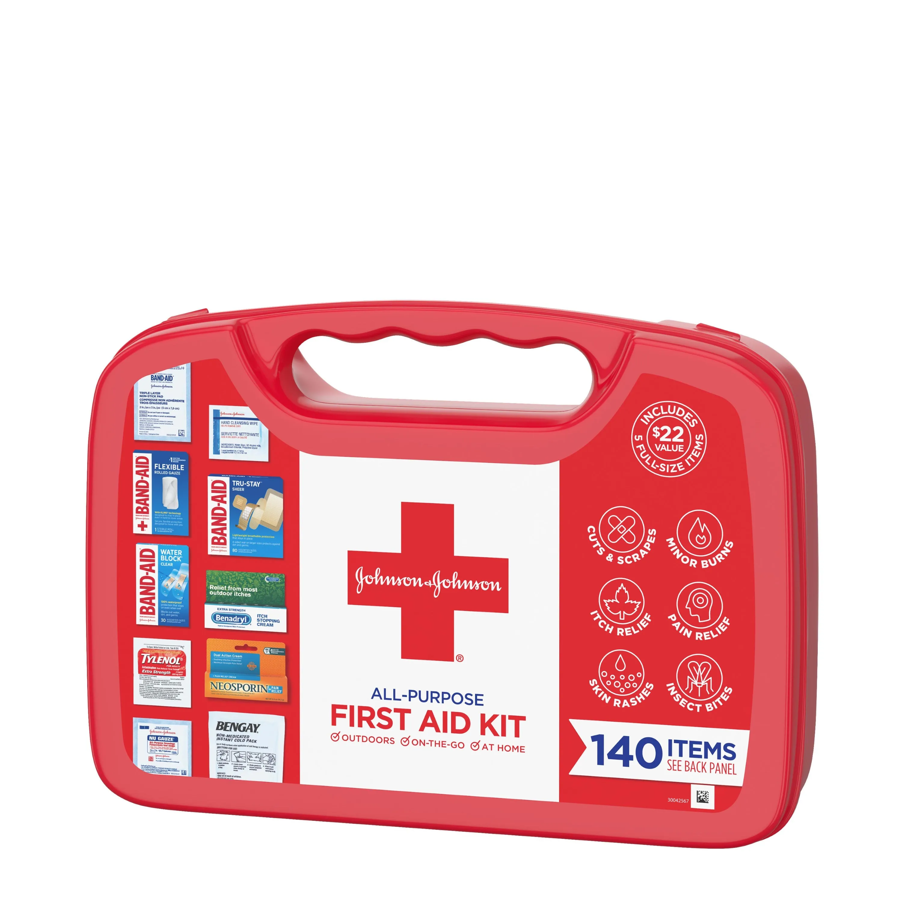 Johnson & Johnson All-Purpose Portable Compact First Aid Kit, 140 pc