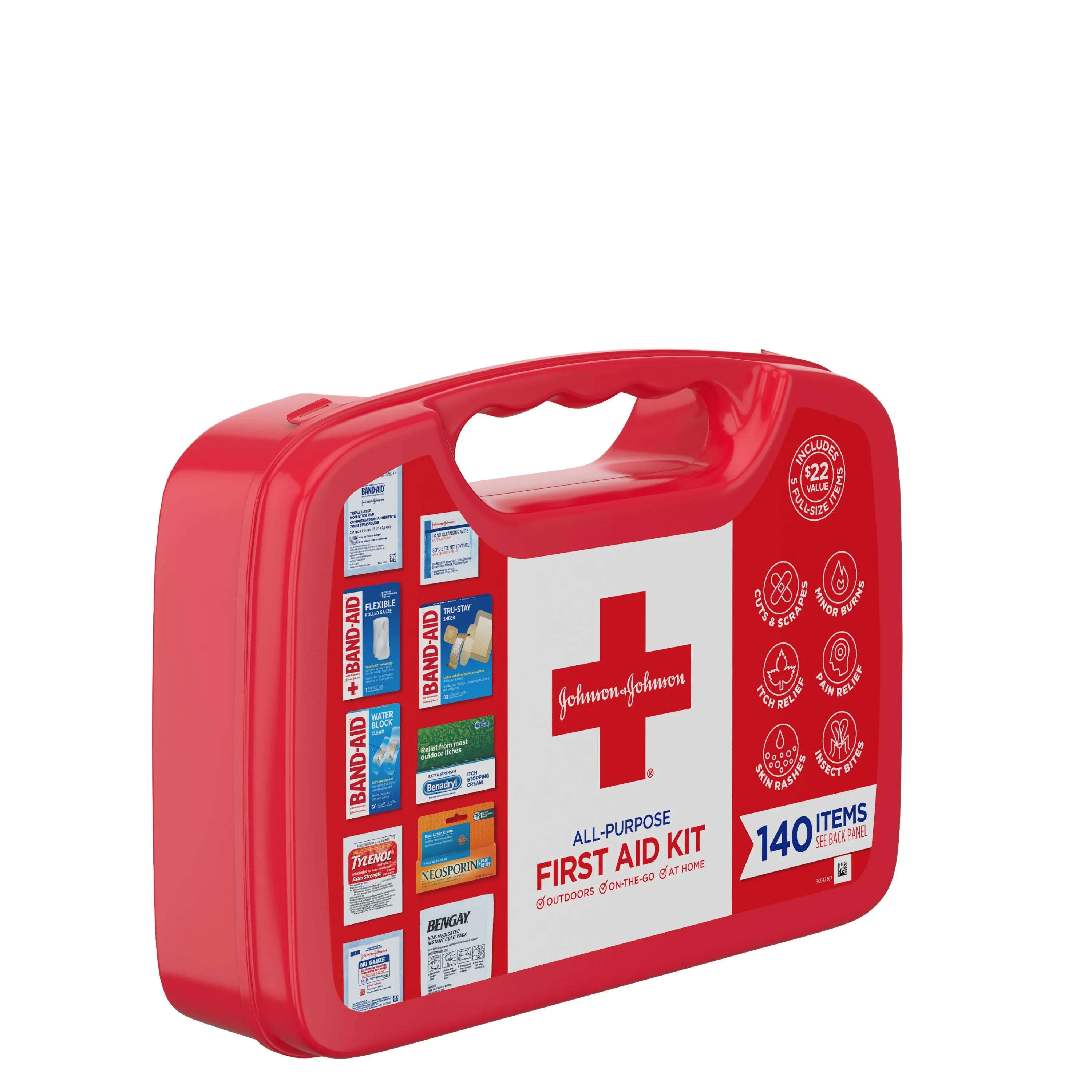 Johnson & Johnson All-Purpose Portable Compact First Aid Kit, 140 pc
