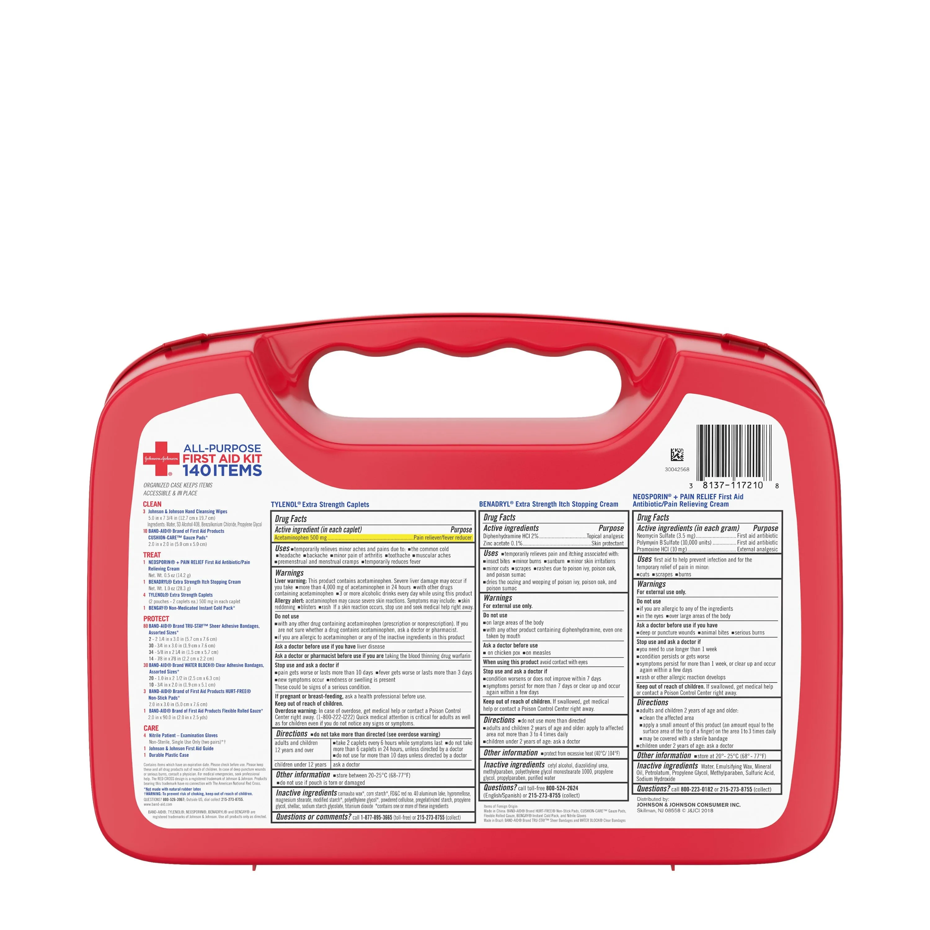 Johnson & Johnson All-Purpose Portable Compact First Aid Kit, 140 pc