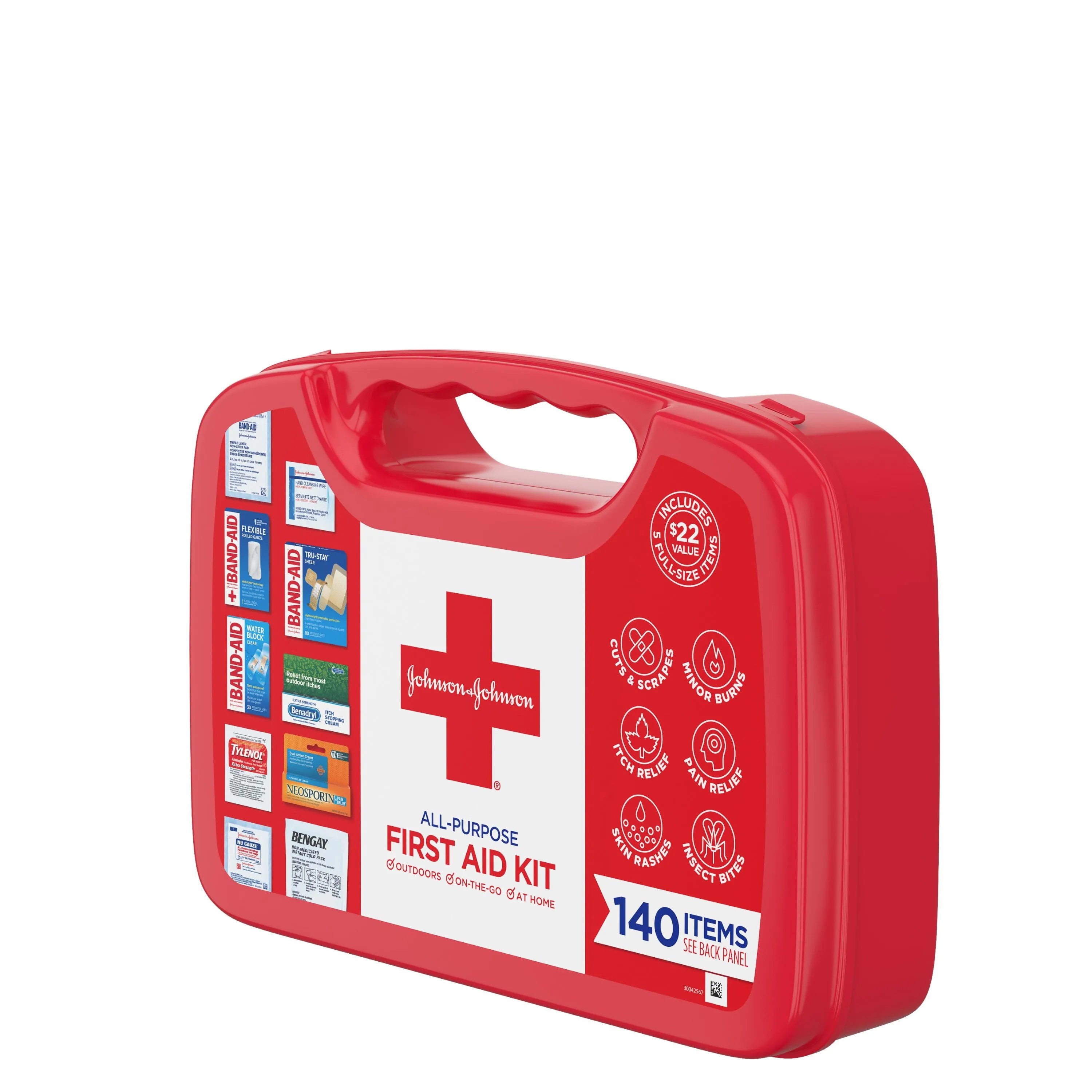 Johnson & Johnson All-Purpose Portable Compact First Aid Kit, 140 pc