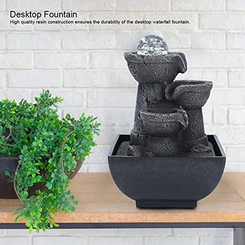 LED Tabletop Fountain, Resin Desktop Fountain Durable Beautiful Creative Medium for Landscape Decoration for Decorative Gift for Office for Home(Pink)