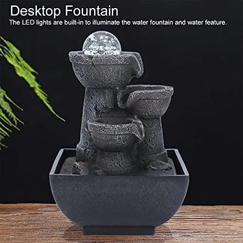 LED Tabletop Fountain, Resin Desktop Fountain Durable Beautiful Creative Medium for Landscape Decoration for Decorative Gift for Office for Home(Pink)