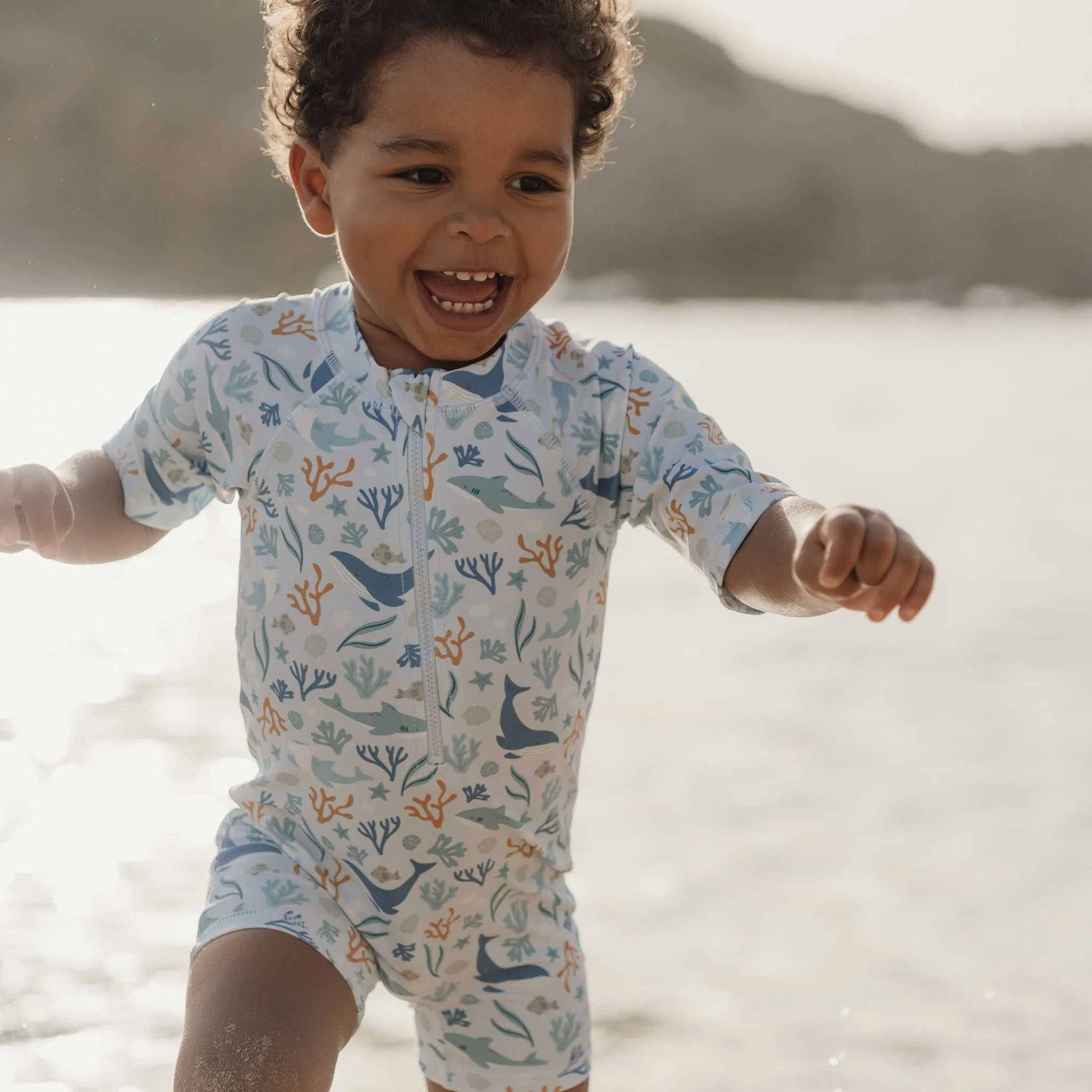 Little Dutch Short-Sleeve Swimsuit - Ocean Dreams Blue