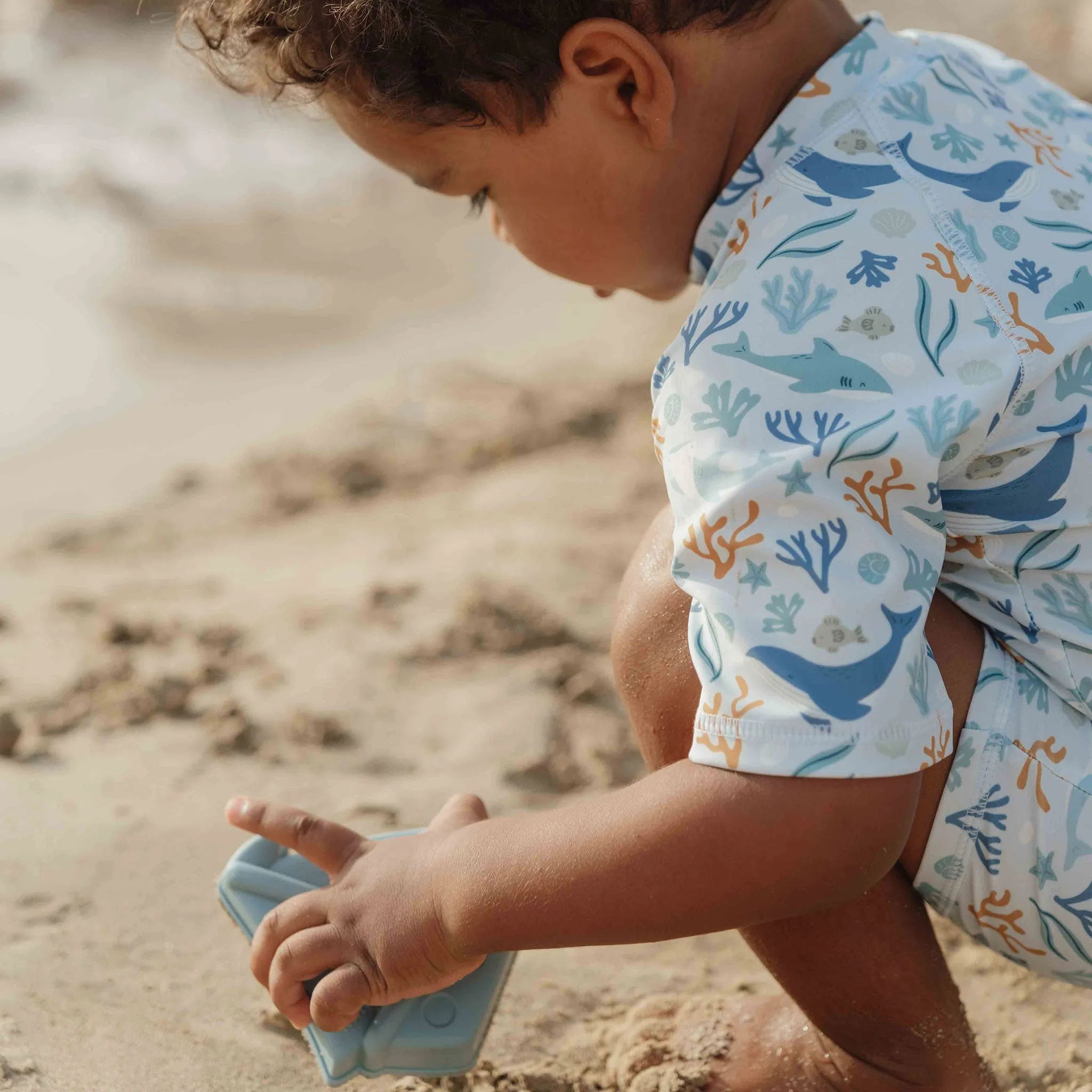 Little Dutch Short-Sleeve Swimsuit - Ocean Dreams Blue
