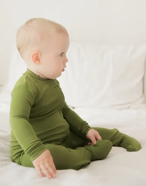 Olive Baby Footed Sleepers