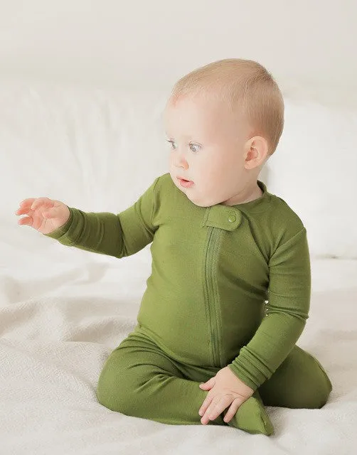 Olive Baby Footed Sleepers