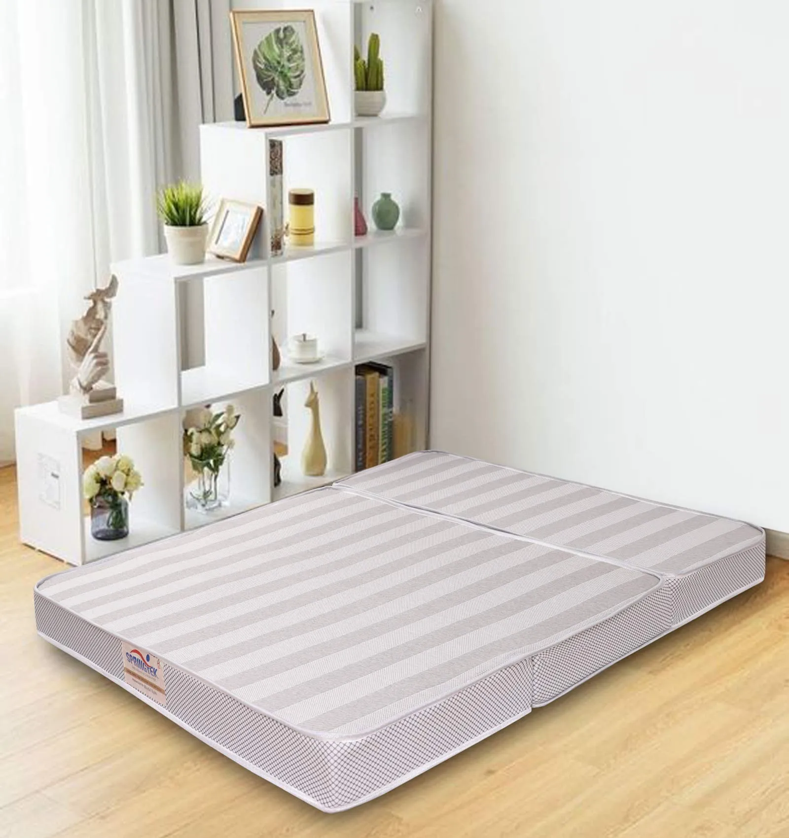 Springtek Mattresses | Soft Foam Tri-Fold Mattress | Folding Foam Pads | 4-Inch PU Foam Travel Folding Mattress | Medium Firm 3 Foldable Mattress for Travelling, Mattress Single Size | 72x36x4 Inches